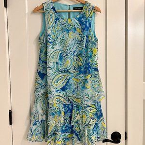 Ralph Lauren Paisley Pattern Blue Green Dress Size 6